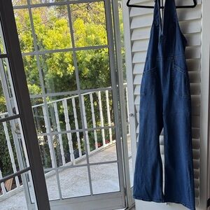 We The Free Blue Denim Jumpsuit